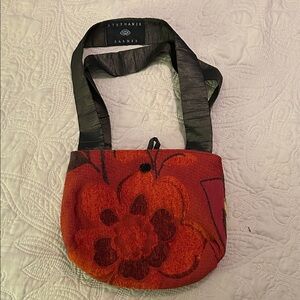Stephanie Barnes Silk and Brocade Red Floral Shoulder Bag